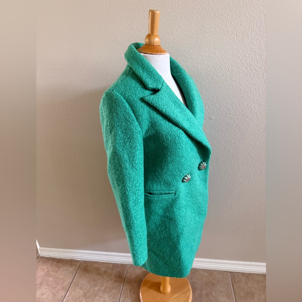 Beautiful Vintage Boucle Knit COAT SZ M Fabulous Buttons Kelly Green Gorgeous! - Picture 7 of 15